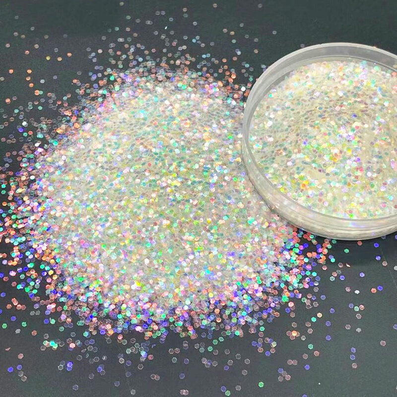 10G holograficzne paznokci błyszczące cekiny 1/24 Chunky Laser świecący opalizujący 1mm kolorowe Dream Rainbow zdobienie paznokci dekoracje płatki