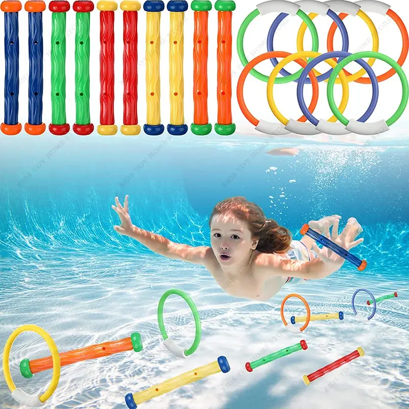 Juguetes de buceo en la piscina para niños, incluye palos, tesoros de RingsPirate, Toypedo, banderines, regalos de agua de peces
