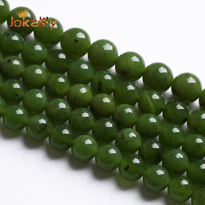 Natural Canada Jade Gemstone Beads AAAAA Quality Stone Round Loose Beads For Jewelry Making Diy Bracelet Accessories 6 8 10 12mm