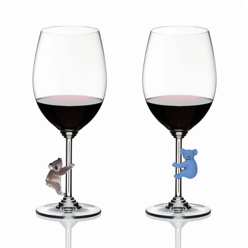 مجموعة من 6 قطعة قابلة لإعادة الاستخدام كوالا شكل سيليكون النبيذ حلية زجاجية