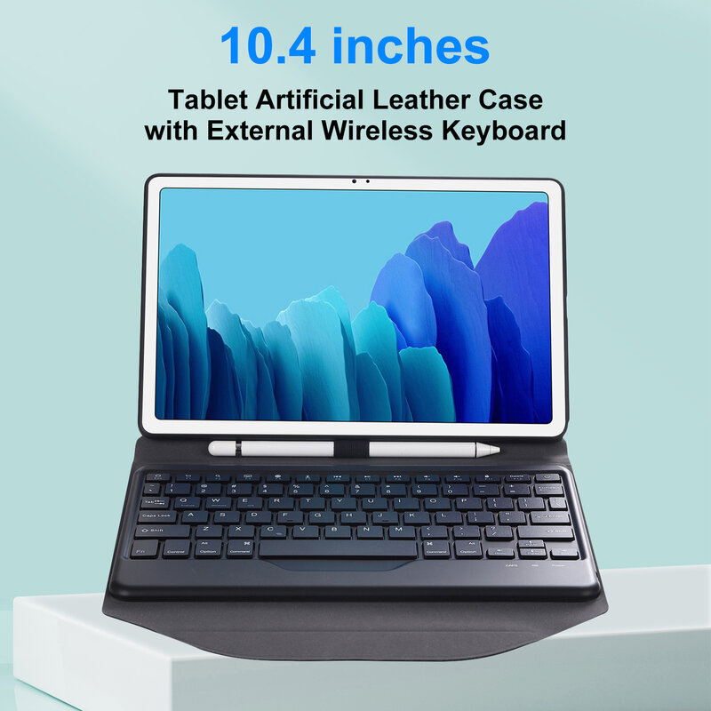 Teclado de tableta para Tab A7 SM T500, 10, 4 pulgadas, Bluetooth, compatible con 3 0, teclado tipo C con funda de piel sintética