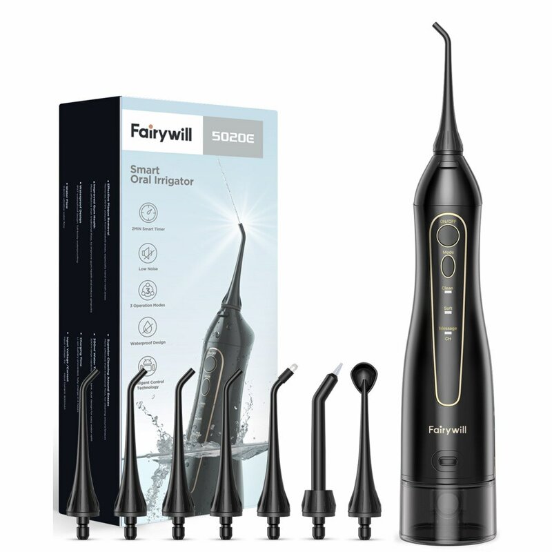 Fairywill-Hydropulseur buccal aste, irrigateur dentaire portable, nettoyeur de dents étanche, 3 modes, eau précieuse pour les dents, 300ml