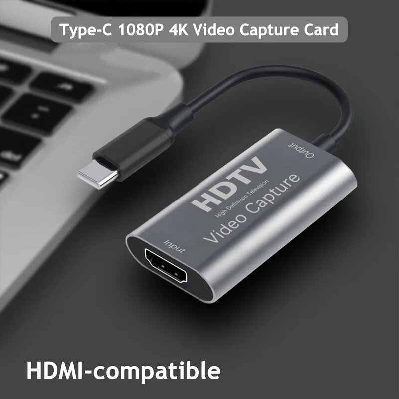 USB 3.0 비디오 캡처 카드, 스위치 Xbox PS4/5 라이브 방송용 HDMI to USB/C타입 게임 그래버 레코드, 4K 60Hz