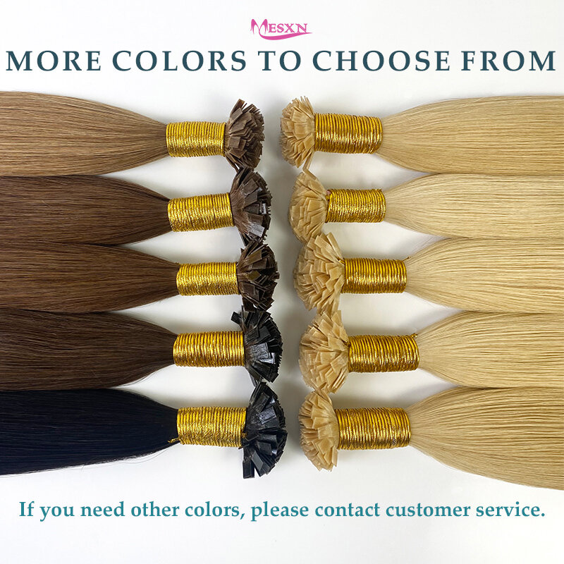 Прямые прямые волосы для наращивания MESXN, натуральные человеческие волосы для наращивания, коричневые светлые волосы 16-24 дюйма, 1 г/нить