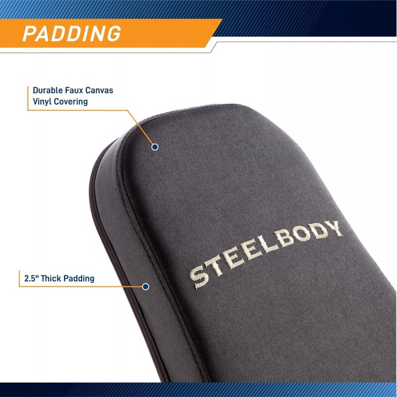 Steelbody-Banco de pesas Deluxe, accesorio para levantamiento de pesas y entrenamiento de fuerza, 6 posiciones, color negro y marrón, STB-10105