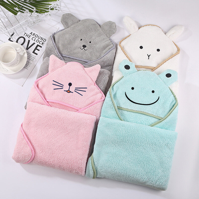 Asciugamano da bagno per bambini ragazza ragazzo asciugamano neonato con cappuccio cartone animato corallo pile asciugamani per neonati coperta neonato accappatoio neonato