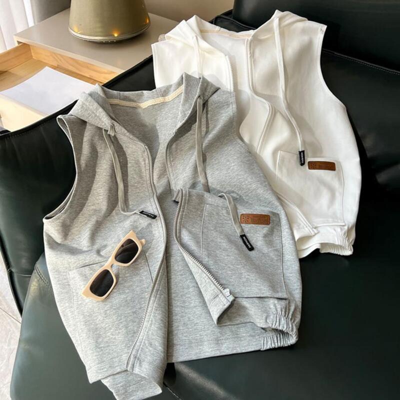 2024 ritsleting desain saku Wanita Atasan Crop estetika Vintage Solid hoodie Jepang Streetwear kaos bertudung Musim Panas