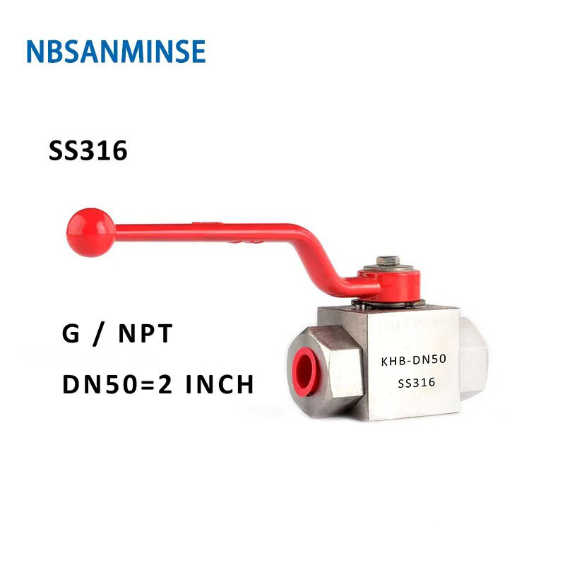 NBSANMINSE-válvula de esfera hidráulica de alta pressão, tipo NPT, temperatura normal, projeto da corrosão, KHB, SS316L, 3/4 1 1-1/4, 1-1/2G