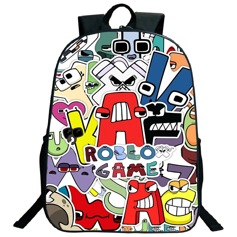 Mochilas escolares para niños y niñas, mochila impermeable con estampado de letras del alfabeto, protección ligera de gran capacidad, dibujos animados