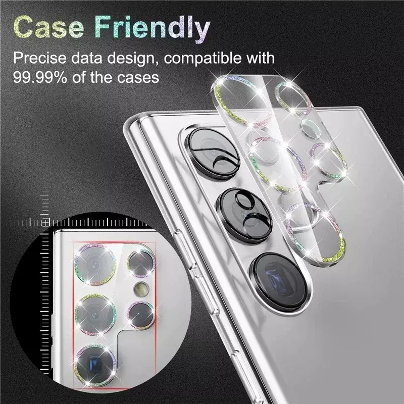 Bling Glitter Diamond Camera Lens Protector for Samsung Galaxy S22 Ultra S23 Plus S23Ultra S23Plus Tempered Glass Full Cover
