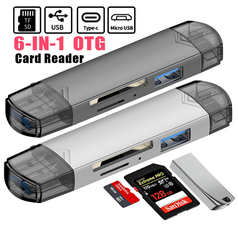 نوع C أو بطاقات ذاكرة OTG متعددة الوظائف وقارئ بطاقات SD ، يدعم أندرويد ، أجهزة USB ، دوبلكس عريض