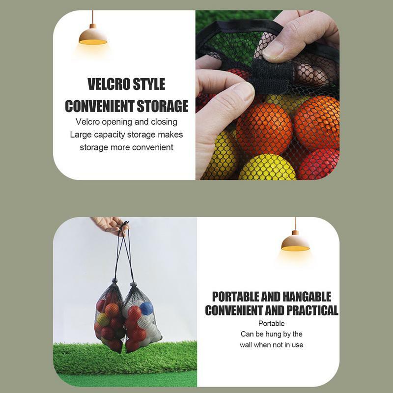 Net Bag For Golf Balls Nylon Foldable Mesh Bag Space Saving Pouch For Tennis Balls Black Net Bag For Driving Range Training