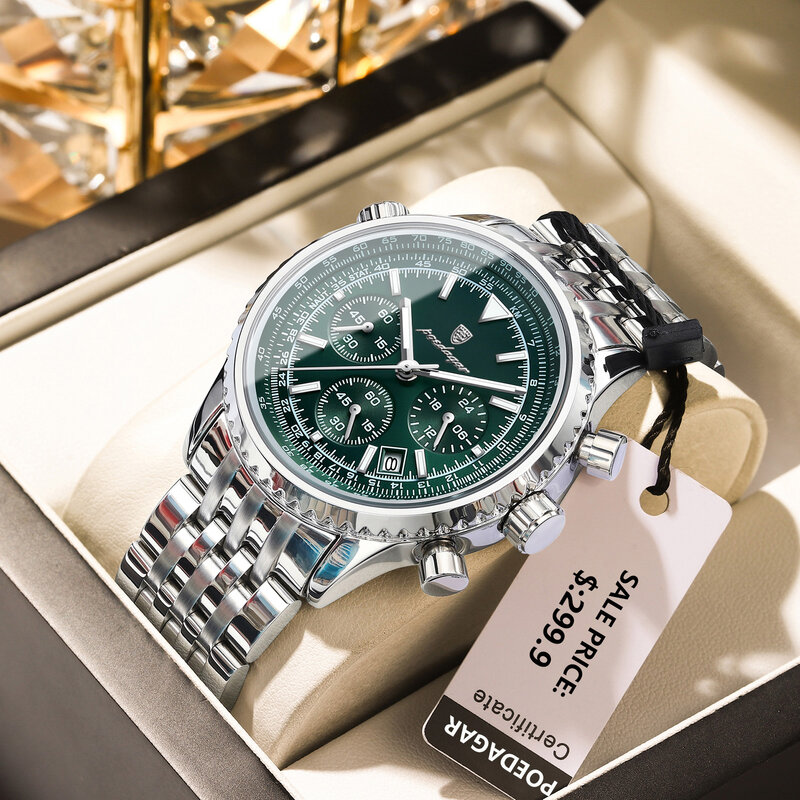 POEDAGAR luksusowy zegarek wojskowy dla mężczyzn wodoodporny świecący chronograf z datownikiem męski zegarek sportowy zegarki męskie ze stali nierdzewnej kwarcowy
