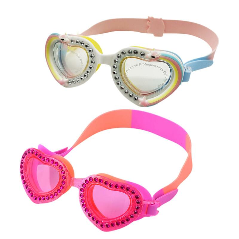 Gafas de natación de dibujos animados para niños, lentes impermeables ajustables para piscina de agua, 6-14