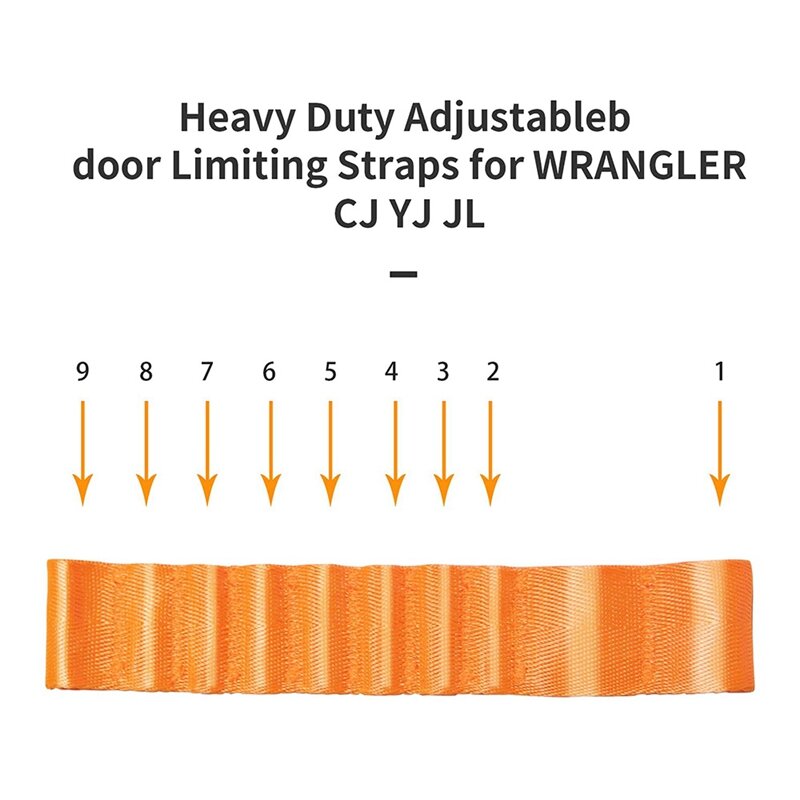 Updated Heavy Duty Strong Adjustable Door Limiting Check Strap For Jeep Wrangler TJ JK JL Load 1000 Lb Belt 2PCS