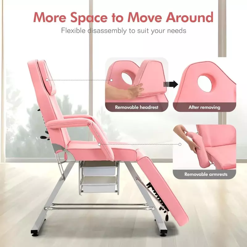 Mesa de massagem ajustável para esteticista, cadeira Facial, massagem profissional, Spa Salon, cadeira sobrancelha