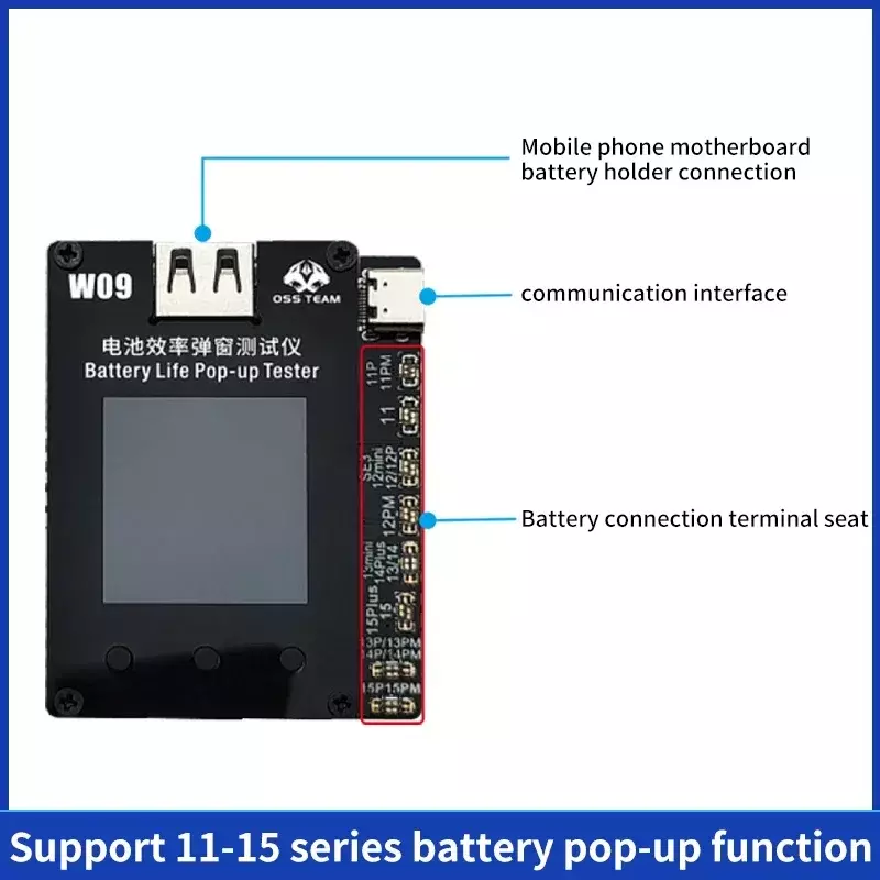 OSS W09 Pro V3 akumulator programator dla iphone 11-15PM wydajność baterii zmieniono na 100% wysokiej jakości narzędzie do naprawy Pop-up