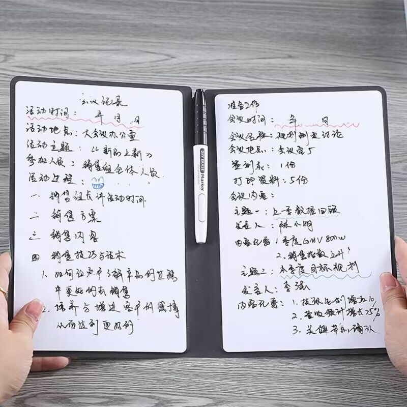 Leather A5 Whiteboard Notebook Reusable Erasable Whiteboard Draft Portable Office Notebooks for School Office Students