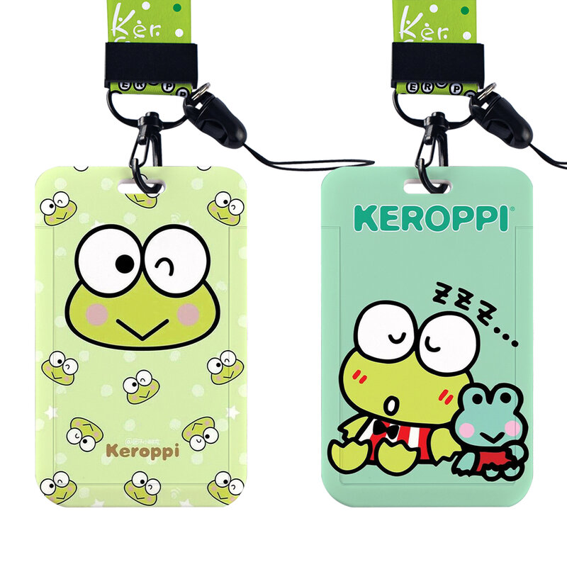 W Wholesale Custom Sanrio Cute Frog Lanyard Children ID Badge Holders Women's identification Card Case Neck Strap