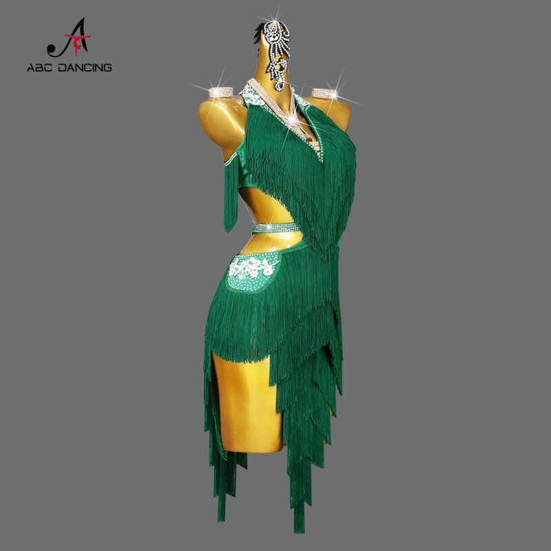 Gaun dansa Latin baru 2024 kostum panggung rok wanita pakaian dansa pakaian anak perempuan pakaian garis kompetisi pakaian olahraga setelan pesta Samba