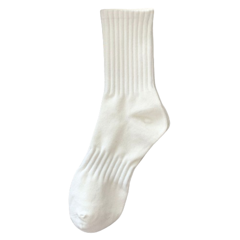 Женские однотонные хлопковые осенне-зимние носки, вязаные спортивные дышащие носки средней длины с впитывающей влагой, студенческие чулки для девочек, 1 пара