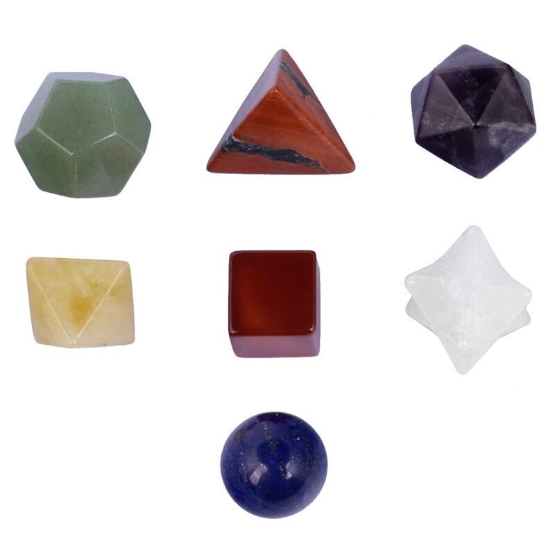 Ensemble de géométrie sacrée de solides platoniques en cristal naturel, kit d'étoiles Merkaba polies, charbon roulé, méditation, équilibrage des chakras
