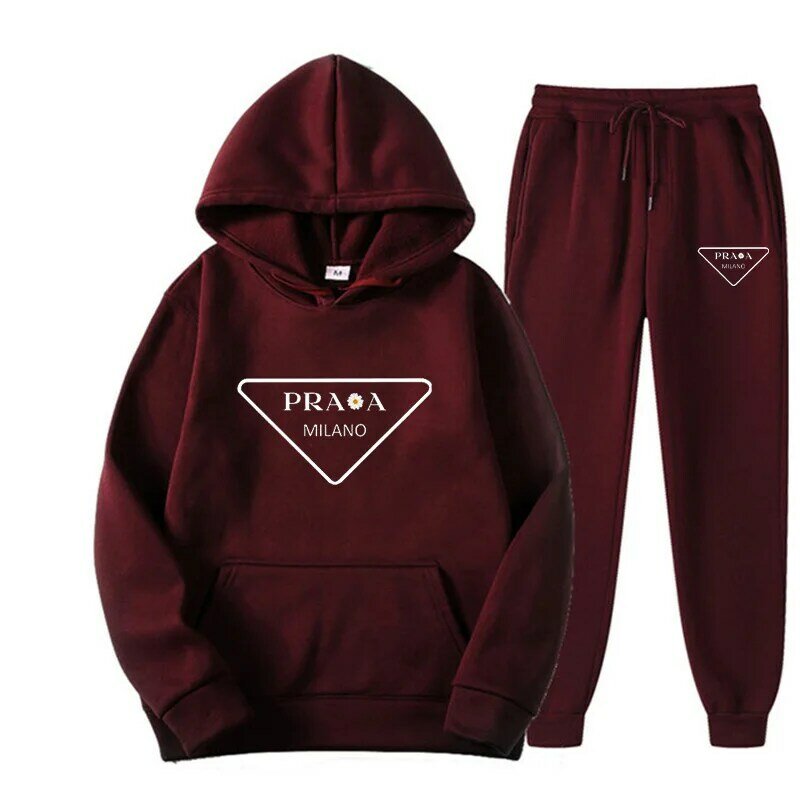 Spring and winter men and women can pullover hoodie + jogging pants two-piece hip hop sportswear suit fashion trend