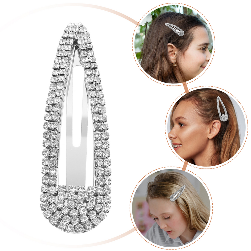 4 buah klip rambut berlian imitasi klip untuk wanita kancing berlian imitasi anak perempuan Aksesori Bang dekorasi Kawaii besi baret logam Miss