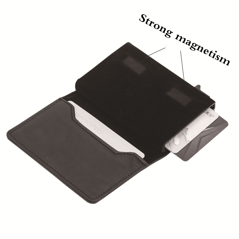 Горячий умный бумажник с биркой, мужской держатель для кредитных карт с RFID-идентификацией, выдвижные алюминиевые бумажники, чехол из искусственной кожи и углеродного волокна с биркой, чехол для денег