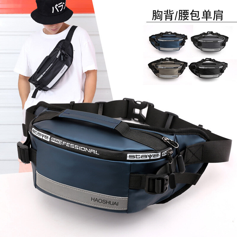 New fashion outdoor waist bag running close fitting waist bag reflective strip chest bag anti theft mobile phone cashier bag
