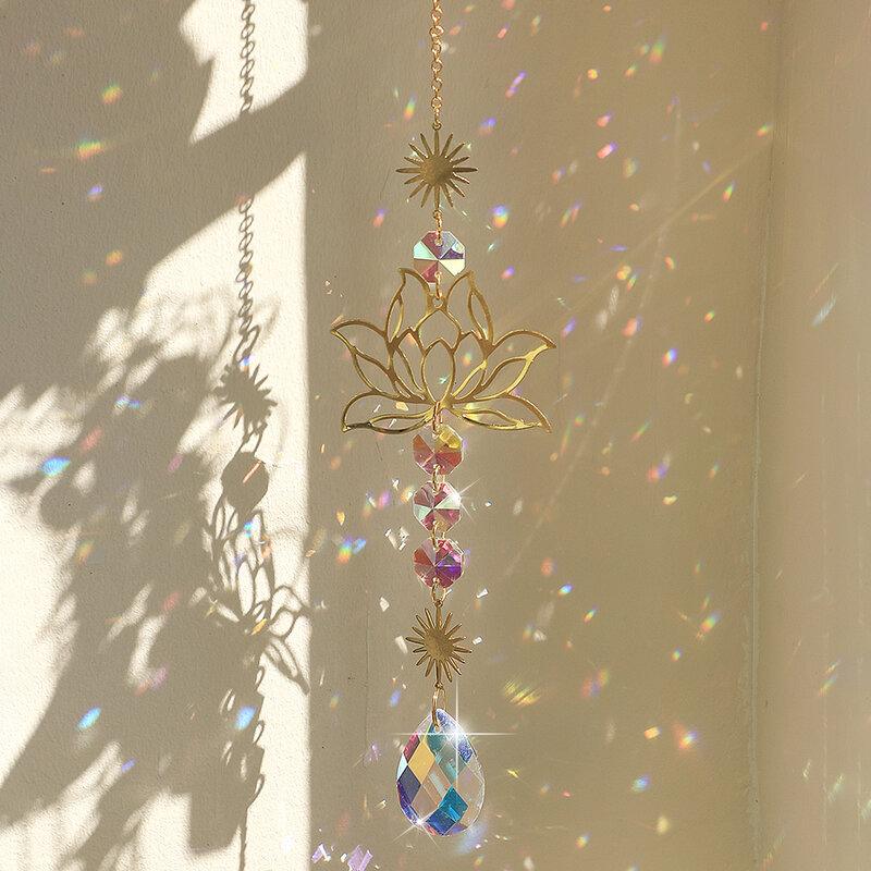Suncatcher Crystal Sun Moon Crystals prisma Rainbow Maker Light Sun Catcher decorazione del giardino Hanging Window Outdoor Ornament