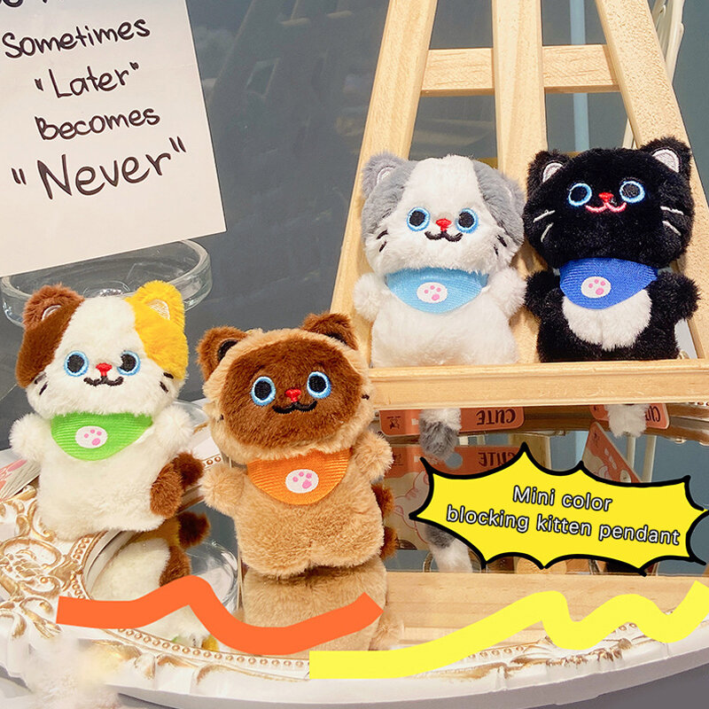 Mainan boneka kucing lembut lucu, mainan liontin hewan lembut dekorasi tas cantik untuk hadiah ulang tahun anak