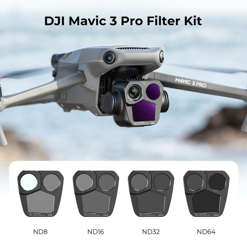 K & F Concept фильтр для дрона для DJI Mavic 3 Pro ND Filter Kit 4 шт (ND8 + ND16 + ND32 + ND64) Многослойное оптическое стекло антибликовое
