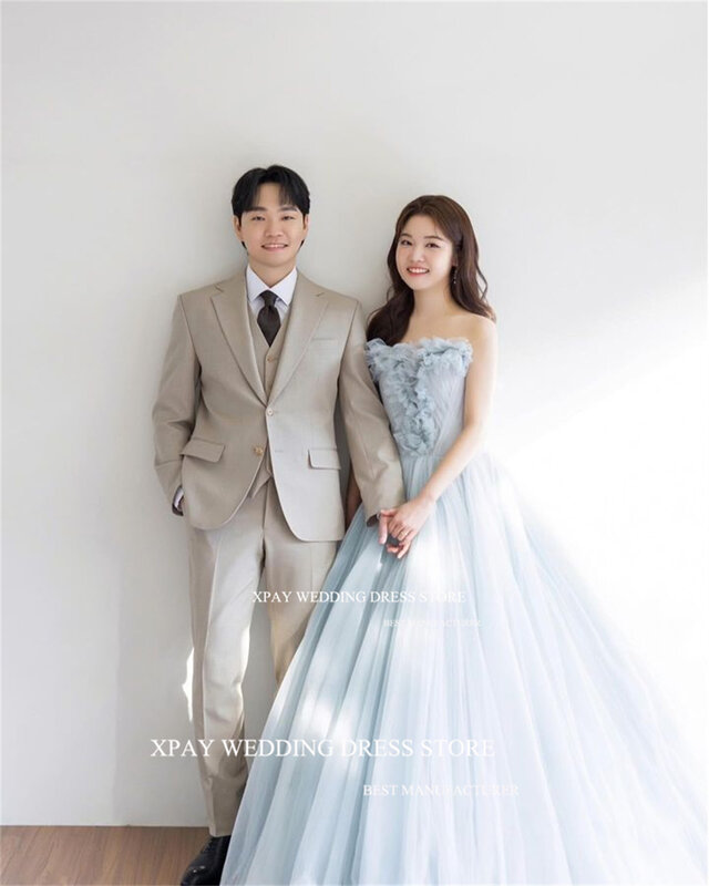 XPAY-Vestidos coreanos sem alças, Wedding Party, Photo Shoot, Vestido de baile, Até o chão, Aniversário, Ocasiões especiais, 3D Flores