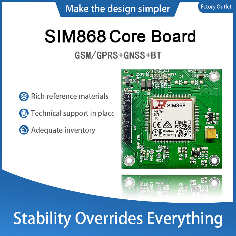บอร์ด SIM868ฝ่าวงล้อมบอร์ดหลัก GSM GPRS โมดูล GPS 1ชิ้น
