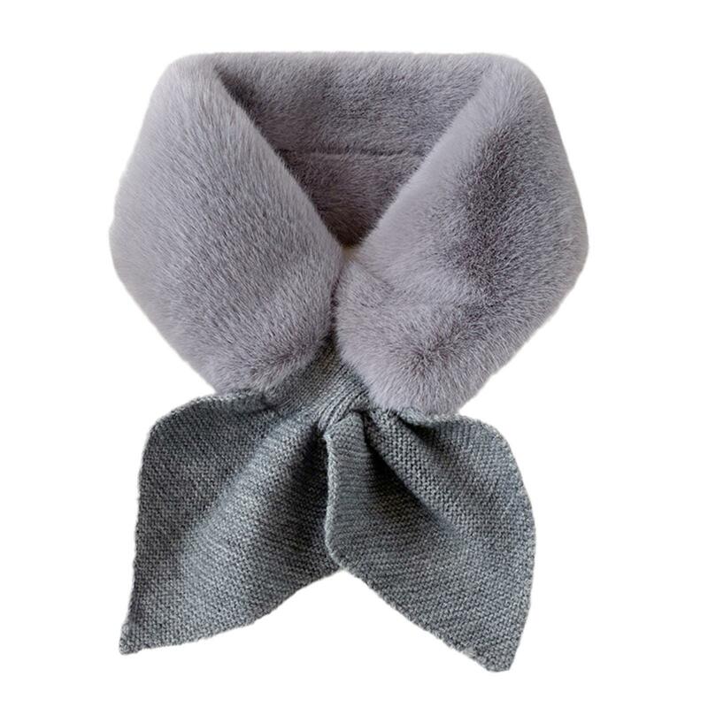 Warm Plush Scarf Women's Versatile Fake Collar Cross Scarve Fur Student Wrap Thicken Neck Spliced Warm Fashion Winter