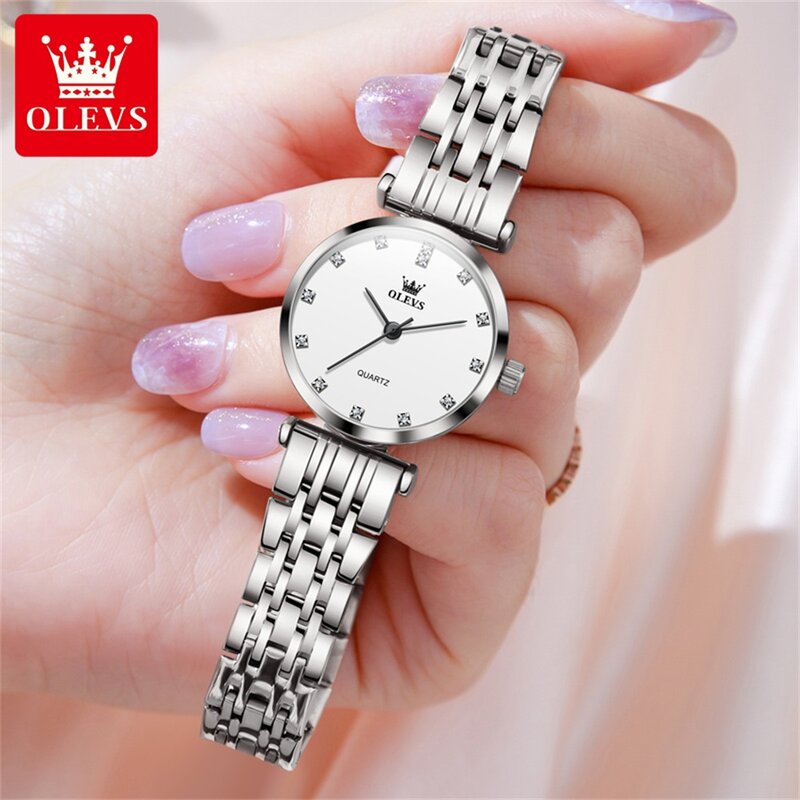 Женские кварцевые наручные часы OLEVS, роскошные золотистые водонепроницаемые Элегантные наручные часы из нержавеющей стали