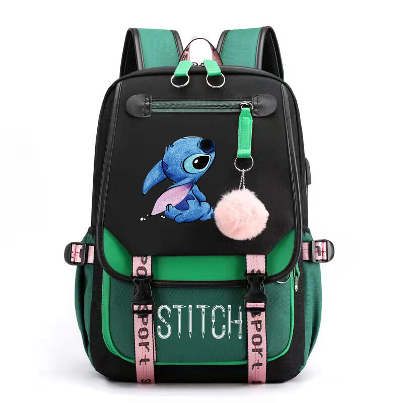 Disney Stitch Mochila Feminina Rucksack USB Aufladen Schult aschen Teenager Mädchen Jungen Laptop Rucksack Frauen Reise rucksäcke