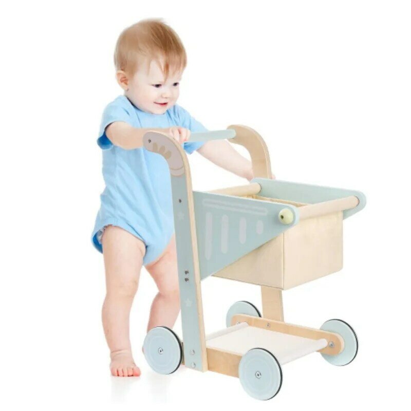 Robotime robud-carrito de compras de madera para bebé, juguete de empuje para bebés, aprender a caminar para niños pequeños, más de 10 meses