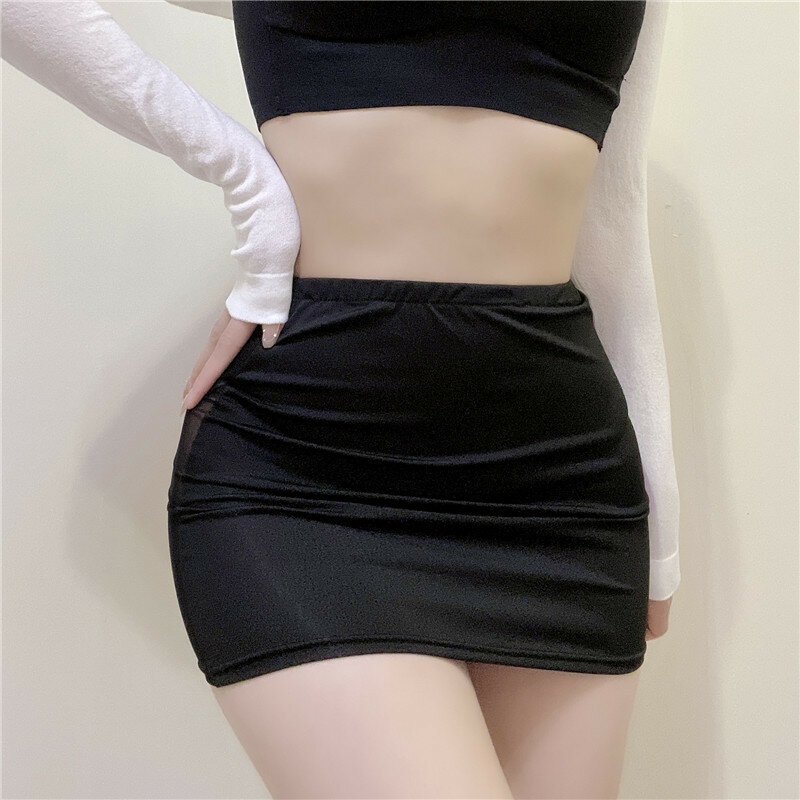 Patchwork Transparent Miniskirt Women Sexy See Through Mesh Porn Allure Ultrashort Skirts