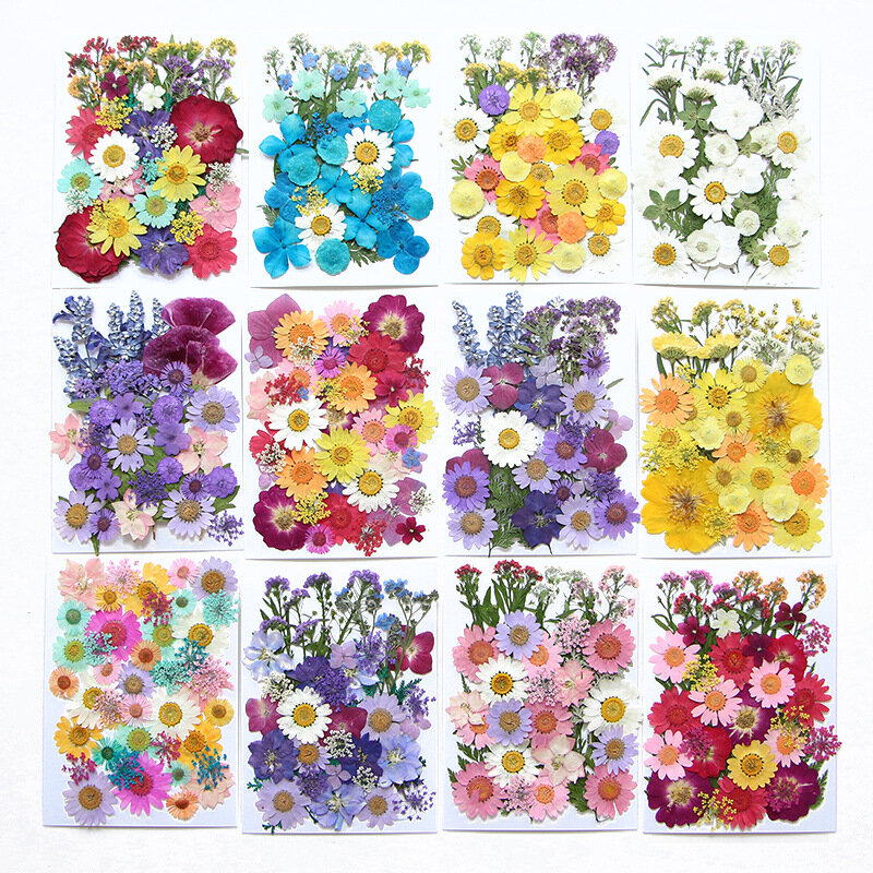 에폭시 송진 충전용 말린 꽃 진짜 천연 식물 압착 꽃, DIY 실리콘 몰드 재료 패키지, 보석 공예 제작