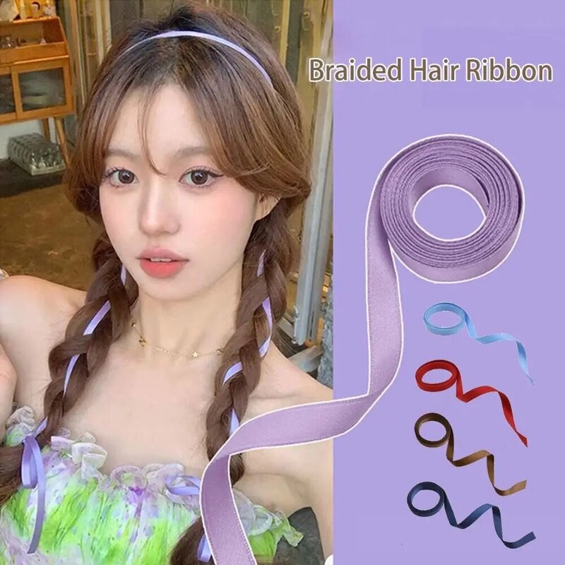 2M Braided Hair Ribbon Bow Ribbon Hair Accessories Hair Rope Tied Hair With Silk Scarf Head Rope