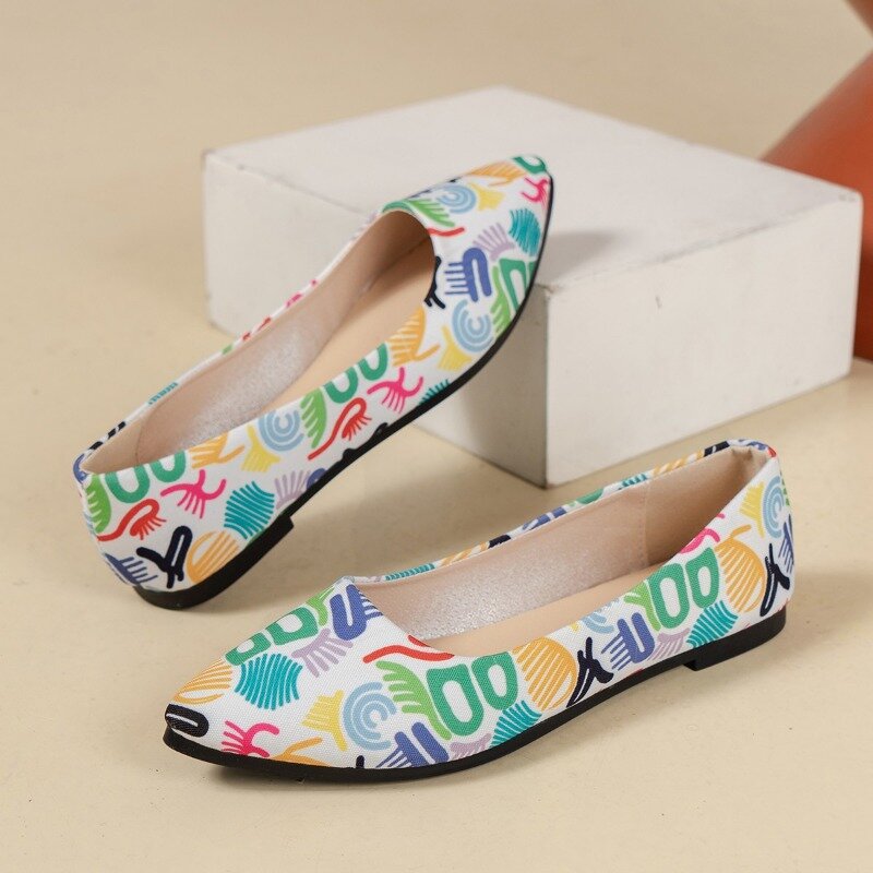 Pointed Toe Casual Ballet Flats 2024 High Quality Autumn Women's Shoes Mixed Colors Slip-On Concise Flats Zapatos Planos