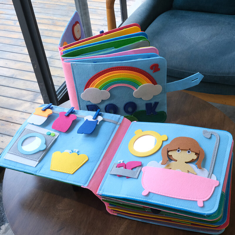 Lavabile Montessori Toddlers Busy Board 3D Baby Story Cloth Book apprendimento precoce abitudini educative sviluppo della conoscenza Dropshipping