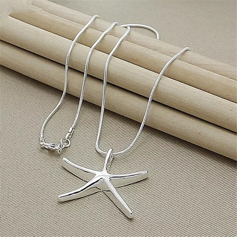 wholesale 40-75cm 925 Sterling silver Charms necklace Star Starfish jewelry fashion cute chain women lady wedding