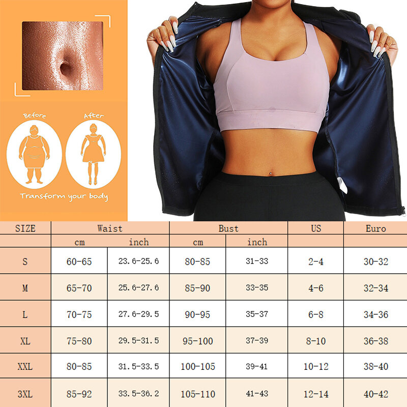 MrifDila Full Zipper Sauna Jacket Hot Sweat Body Shaper Waist Trainer Weight Loss Long Sleeve Slimming Gym Workout Training Tops