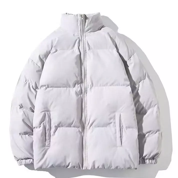 Streetwear mantel musim dingin wanita, jaket Parka hangat ukuran besar dengan kerah berdiri warna polos