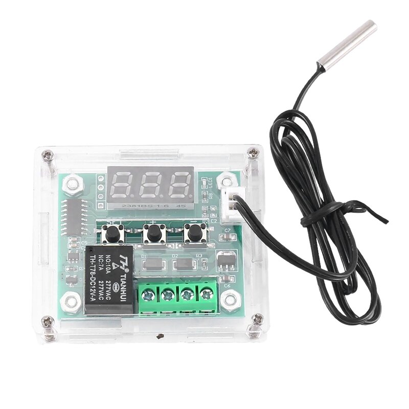 W1209 DC 12V kontroler kontrol suhu termostat dengan layar LED Digital dengan kotak
