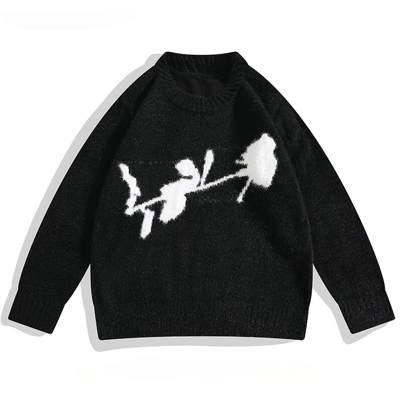 Autumn Winter O-neck Flower Jacquard Mink Velvet Sweaters for Men/Women Korean Style Trendy Brand Simple Casual Couple Knitwear