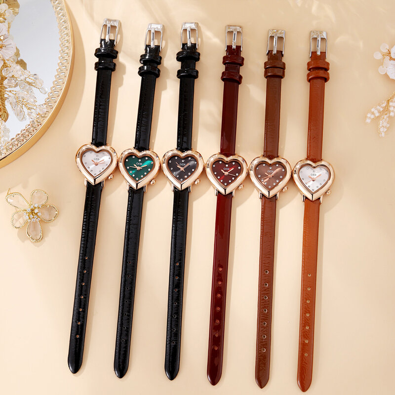 Moda damska miłość w kształcie serca małe zegarki luksusowe marki słodkie wodoodporne Ultra-cienki kwarcowy zegarek damski prezent dla kobiet